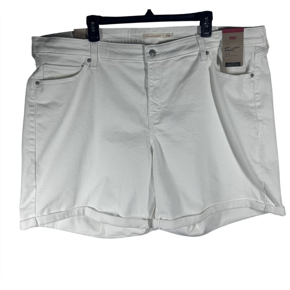 Levi's Jeans Shorts Women's Size 24W White Denim Mid-Rise Shorts With Rolled Hem